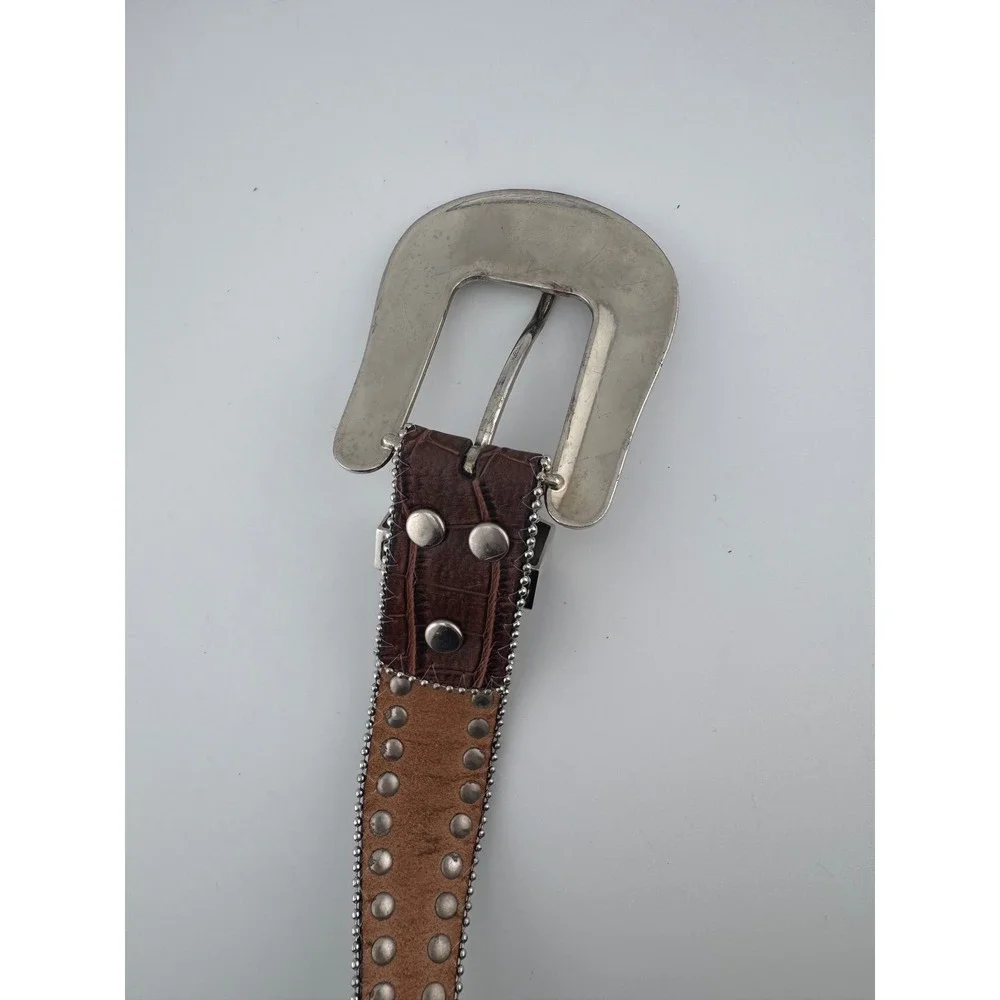 Blazin‎ Roxx Brown Genuine Leather Rhinestone Embellished Western Belt Size L
